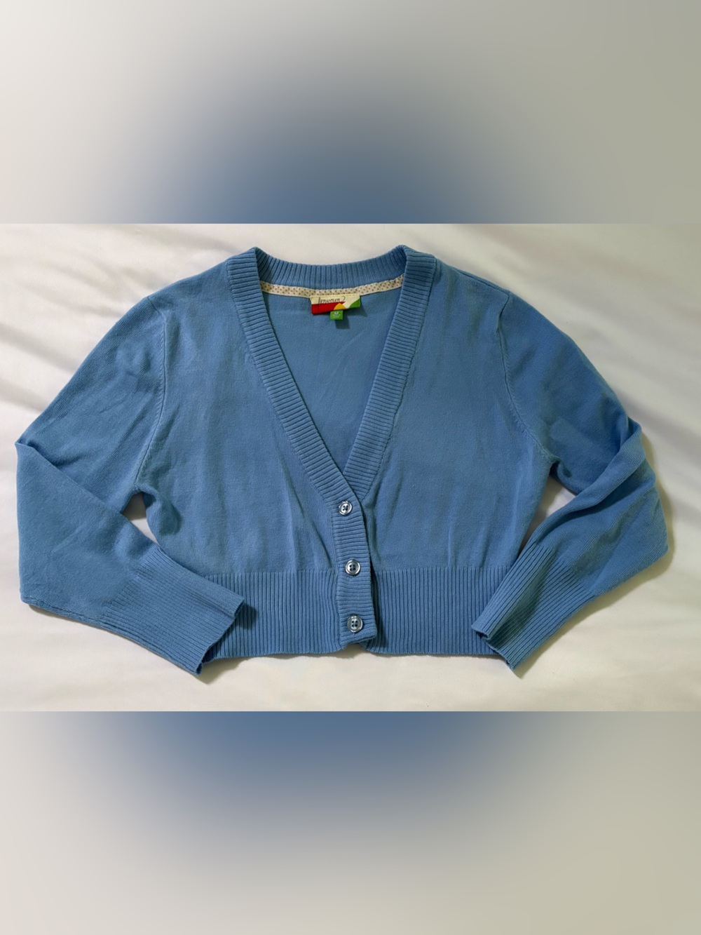 Light Blue V-Neck Button Cardigan Sweater